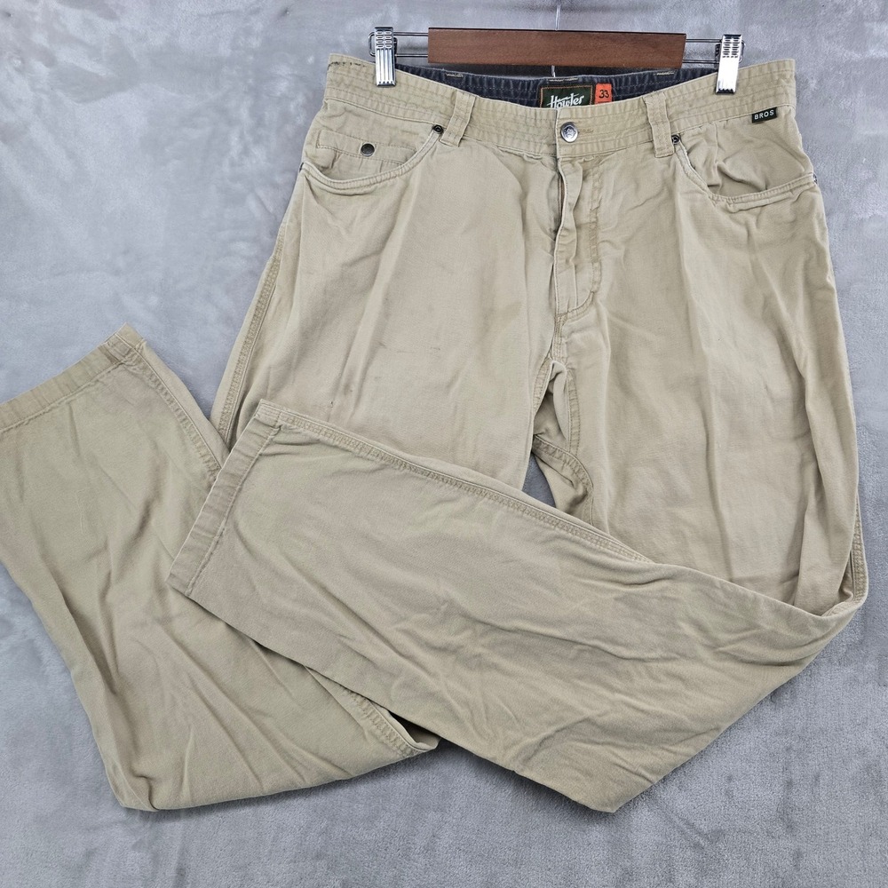 Howler Bros Pants Mens 33x34 Tan Canvas Rugged Outdoor Casual Chino Workwear